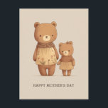 Carte Postale Beau dessin animé d'animaux nounours. Fête des mèr<br><div class="desc">Carte postale nounours pour la fête des mères.</div>