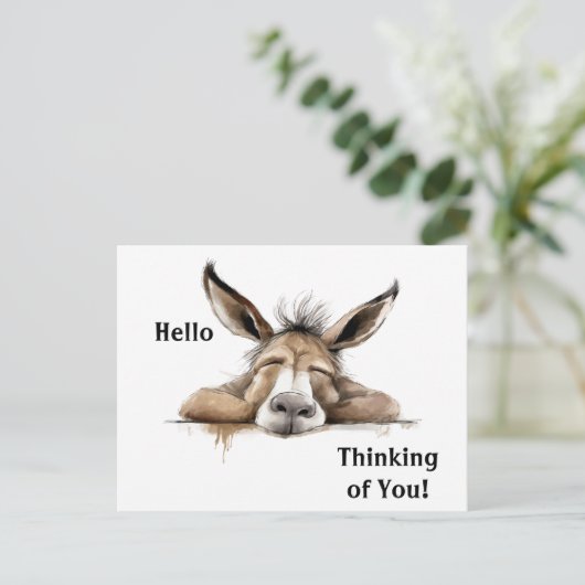Carte Postale Beau Donkey Penser à vous. Modifiable (Debout devant)