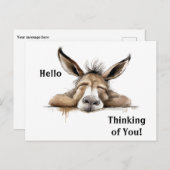 Carte Postale Beau Donkey Penser à vous. Modifiable (Devant / Derrière)