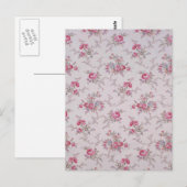 Carte Postale Beau doux roses vintages et feuilles (Devant / Derrière)