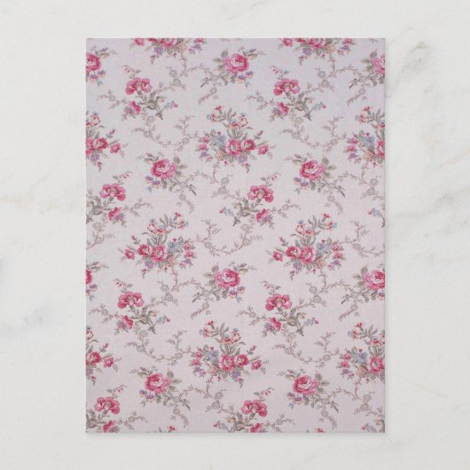 Carte Postale Beau doux roses vintages et feuilles (Devant)