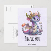 Beau Dragon avec Couronne Élégante Merci