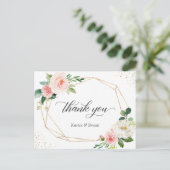 Carte Postale Beau Elégant Or Blush Merci Floral (Debout devant)