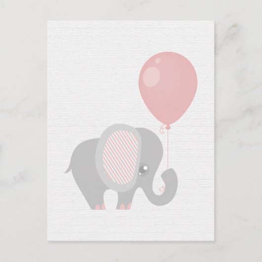 Carte Postale Beau éléphant rose bébé (Devant)