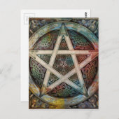 Carte Postale Beau Et Coloré Pagan Pentacle (Devant / Derrière)