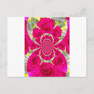 Carte Postale Beau Extraordinaire Roses rouges Motif Kaleidoscop