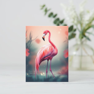 Carte Postale Beau Flamant rose généré par l'IA