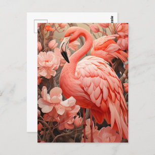 Carte Postale Beau Flamant rose rose