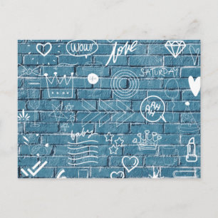 Carte Postale Beau Graffiti Art sur Wall Green Calligraphy