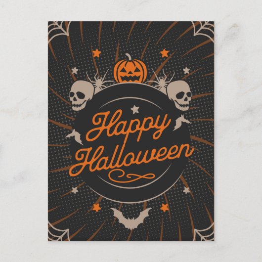 Carte Postale Beau Halloween Orange Joyeux (Devant)