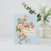 Carte Postale Beau Heureuse Sainte-Valentin Rose Vintage (Debout devant)