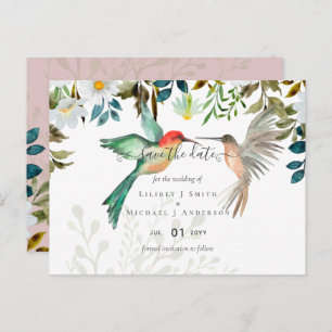 Carte Postale Beau HUMMINGBIRDS Couple Mariage