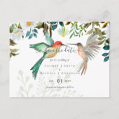 Carte Postale Beau HUMMINGBIRDS Couple Mariage (Devant)