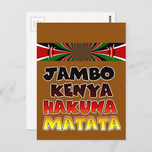 Carte Postale Beau Jambo Kenya Hakuna Matata Joli Art (Devant / Derrière)