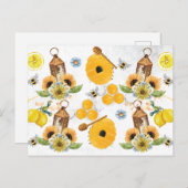 Carte Postale Beau Jardin Bee Tournesol (Devant / Derrière)