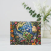 Carte Postale Beau Jour des terres Floral Globe Design (Debout devant)