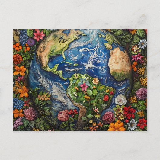 Carte Postale Beau Jour des terres Floral Globe Design (Devant)