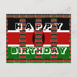 Carte Postale Beau Joyeux Anniversaire Noir rouge vert blanc