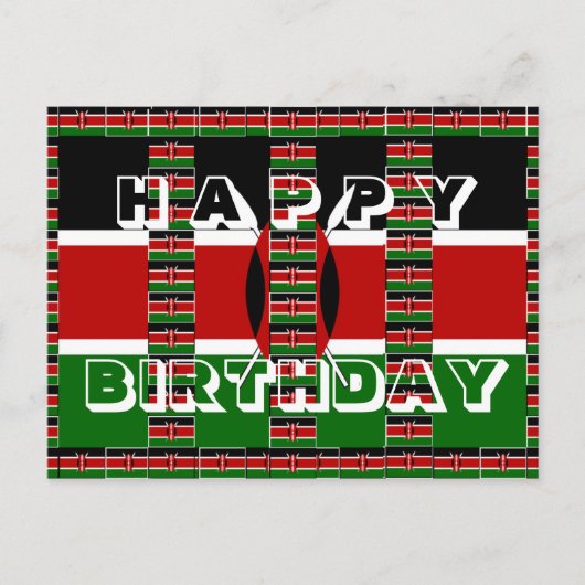Carte Postale Beau Joyeux Anniversaire Noir rouge vert blanc (Devant)