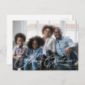 Carte Postale Beau Joyeux script de Noël design photo (Devant / Derrière)