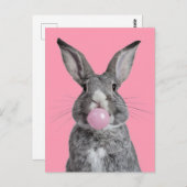 Carte Postale Beau lapin Cheval Bubble Rose Gum (Devant / Derrière)
