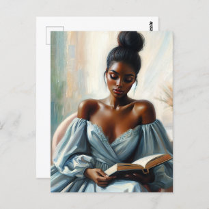 Carte Postale Beau livre de lecture de femme noire