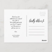 Carte Postale Beau Mariage de superposition de script Merci phot (Dos)