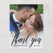 Carte Postale Beau Mariage de superposition de script Merci phot (Devant)
