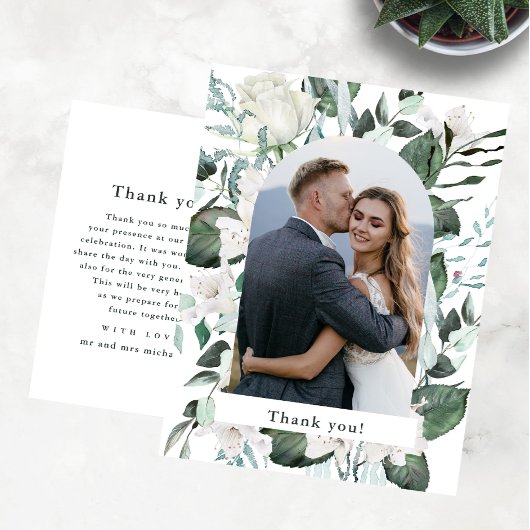 Carte Postale Beau Mariage photo floral Message Merci