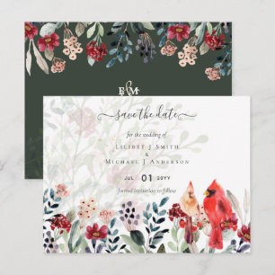 Carte Postale Beau Mariage ROUGE CARDINAL Oiseaux