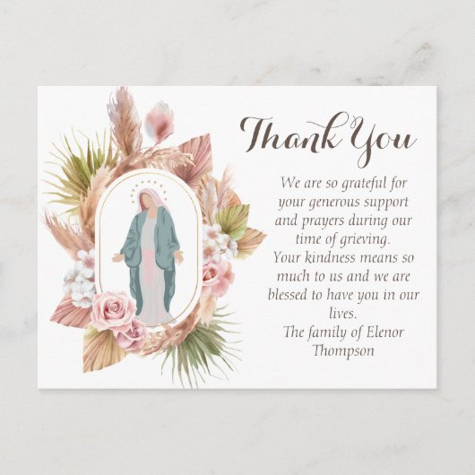 Carte Postale Beau Merci de la Condolence Catholique (Devant)