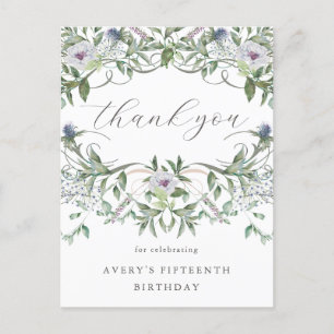 Carte Postale Beau Merci Floral d'anniversaire