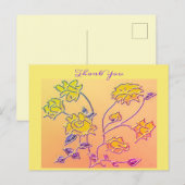 Carte Postale Beau Merci Floral Jaune Violet (Devant / Derrière)