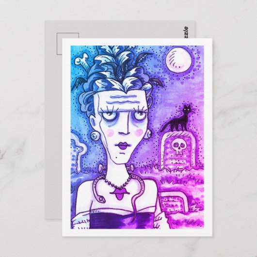 CARTE POSTALE BEAU MONSTRE DÉPLAISANT FRANKENELLA, GRAVES, CAT (Devant / Derrière)