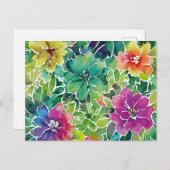 Carte Postale Beau Motif de fleurs d'aquarelle (Devant / Derrière)
