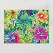 Carte Postale Beau Motif de fleurs d'aquarelle (Devant)