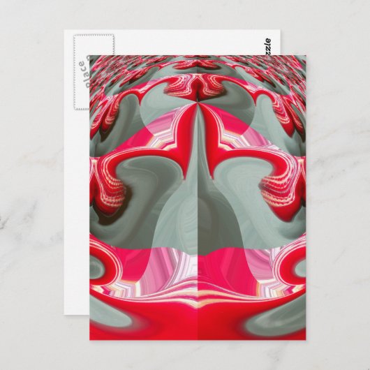 Carte Postale beau motif géométrique gris cendré rouge design AR (Devant / Derrière)