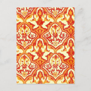 CARTE POSTALE BEAU MOTIF - ROUGE & ORANGE