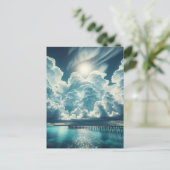 Carte Postale Beau Océan, Dock et nuages fluides (Debout devant)