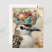 Carte Postale Beau oiseau bleu dans un drôle de collage de la Co (Devant / Derrière)