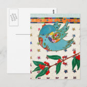 Carte Postale Beau oiseau volant et chantant (Devant / Derrière)