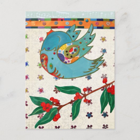 Carte Postale Beau oiseau volant et chantant (Devant)