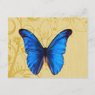 Carte Postale Beau papillon bleu art Vintage