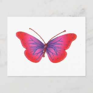 Carte Postale Beau papillon rouge Extraordinaire rose et violet