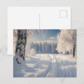 Carte Postale Beau paysage de forêt d'hiver (Devant / Derrière)
