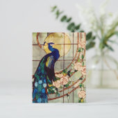 Carte Postale Beau Peacock en verre teint (Debout devant)