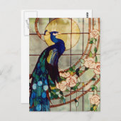 Carte Postale Beau Peacock en verre teint (Devant / Derrière)