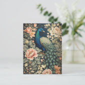 Carte Postale Beau Peacock William Morris Inspiré Floral (Debout devant)