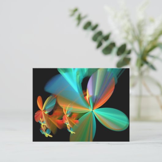 Carte Postale Beau pétales Turquoise Orange Fractal Art (Debout devant)