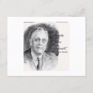 Carte Postale Beau Portrait De FDR & Citation De Crainte Elle-Mê